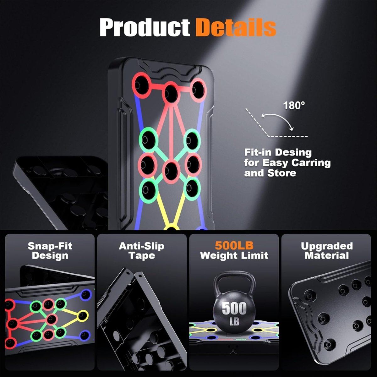 BowLift | Powerflex Push-Up Training Board – Color-Coded Chest, Shoulder & Triceps Workout – Durable & Portable Design – All Fitness Levels