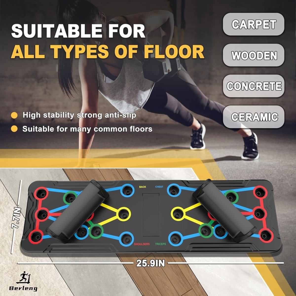 BowLift | Powerflex Push-Up Training Board – Color-Coded Chest, Shoulder & Triceps Workout – Durable & Portable Design – All Fitness Levels