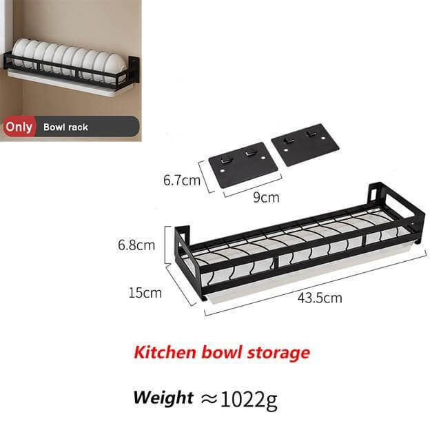BowLift | Mat Black No Drill Metal Kitchen Storage