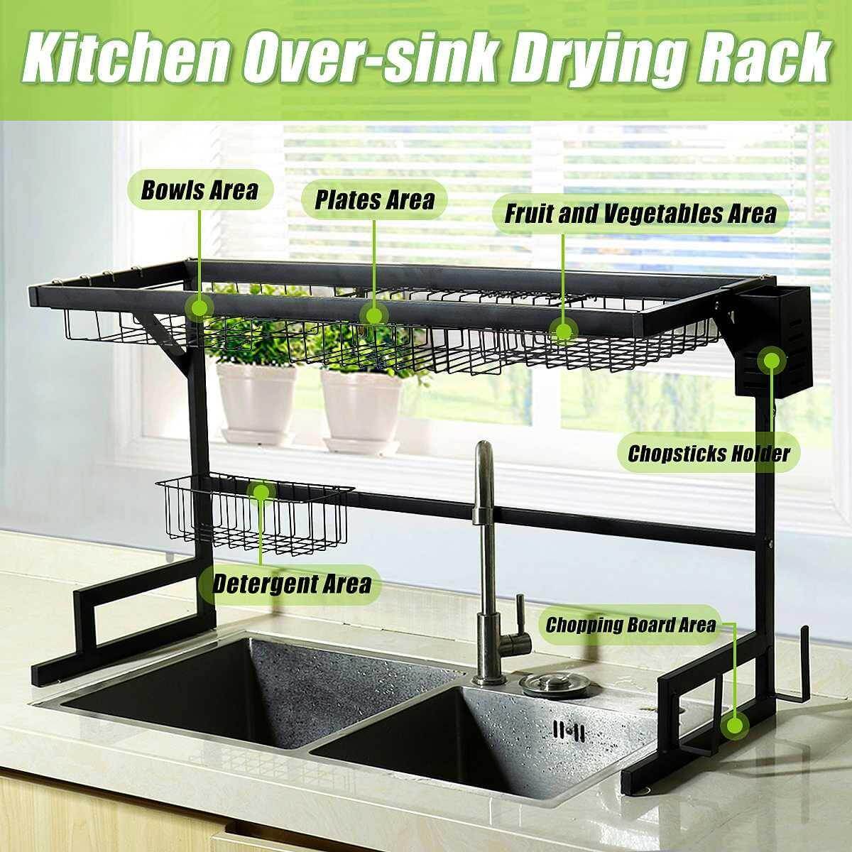 BowLift | Stainless Steel Over-Sink Dish Rack Organizer