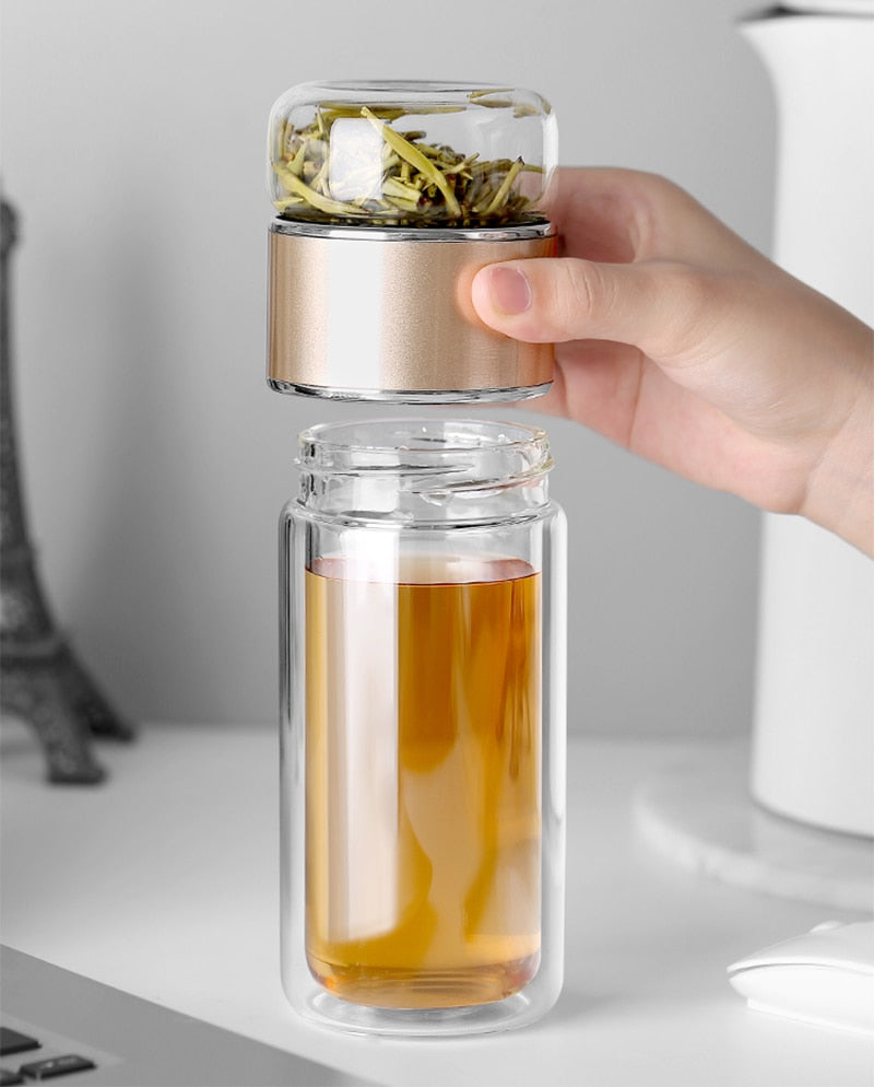 BowLift | 2in1 Large Double Glass Tea Infuser Bottle