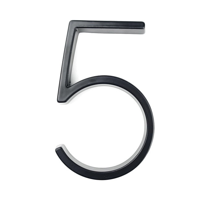 BowLift | Royelux Modern House Numbers - Stainless Zinc Alloy, Black Finish, 5" High