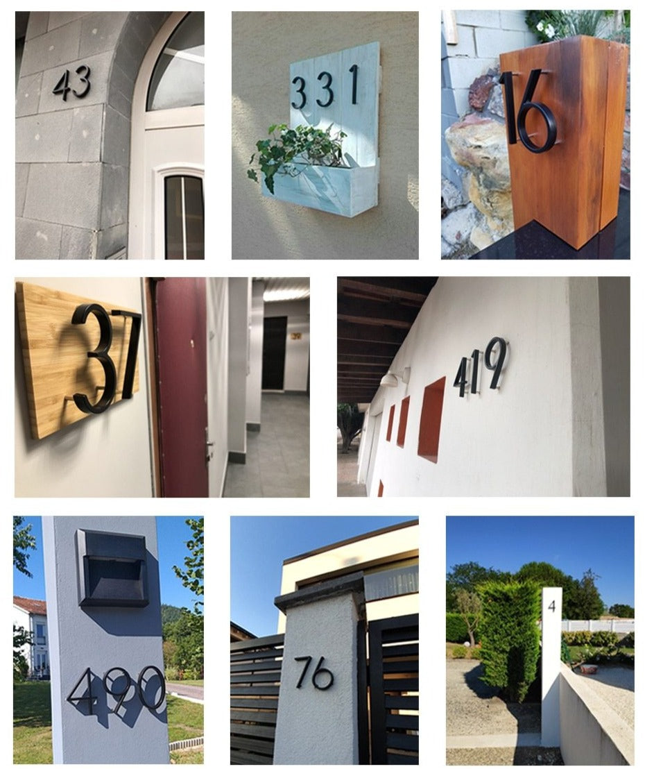 BowLift | Royelux Modern House Numbers - Stainless Zinc Alloy, Black Finish, 5" High