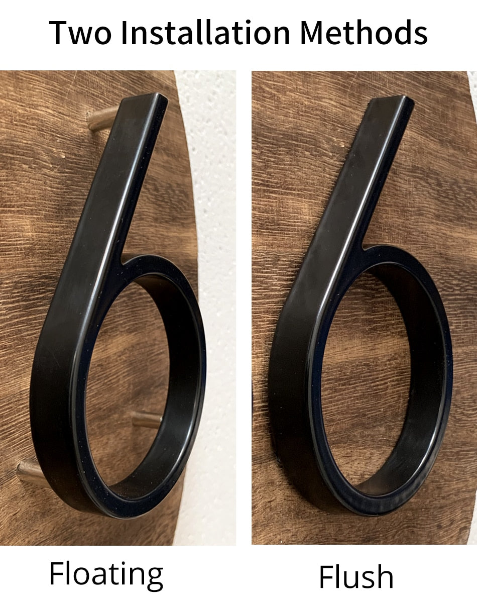 BowLift | Royelux Modern House Numbers - Stainless Zinc Alloy, Black Finish, 5" High