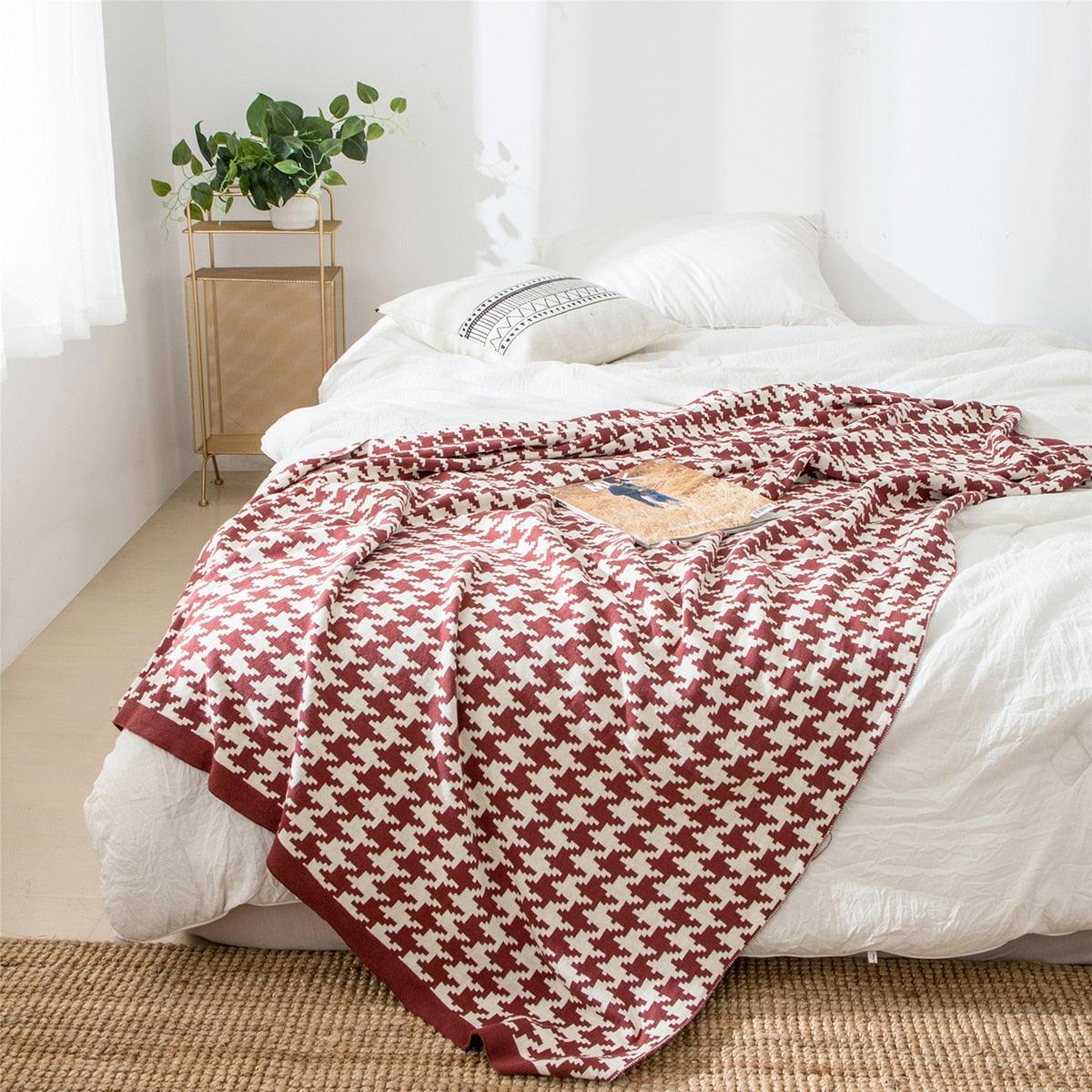 BowLift | PlaidLuxe Houndstooth Throw Blanket | Checked Design | Soft & Cozy | Various Sizes