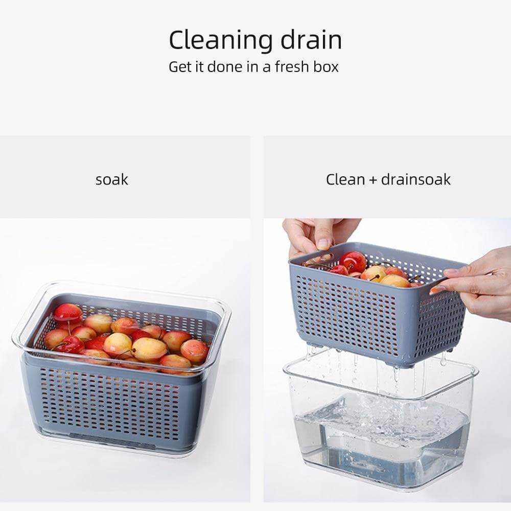 BowLift | Multifunctional Vegetables & Fruit Fridge Drain Organizer Box with Lid