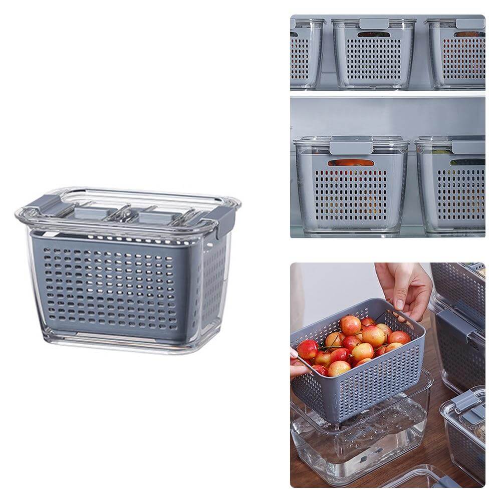 BowLift | Multifunctional Vegetable & Fruit Refrigerator Drainage Organizer Box with Lid