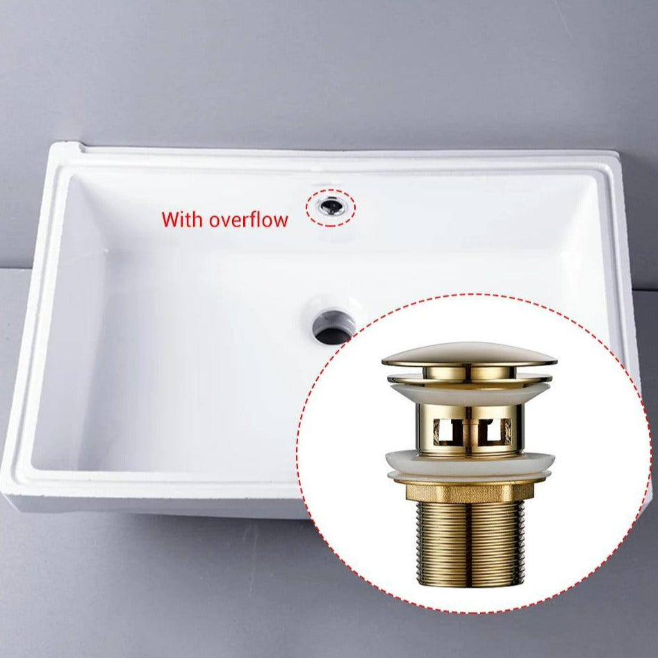 BowLift | Polished brass sink drains