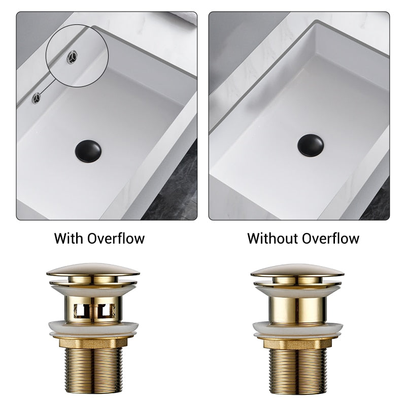 BowLift | Polished brass sink drains