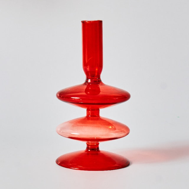 BowLift | Cherry Red Glass Stick Candle Holder & Vases