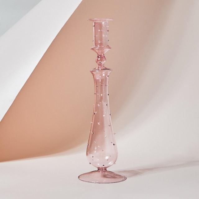 BowLift | GlowCharm Pastel Glass Candle Holder | Decorative Candle Stands | Elegant Table Decor