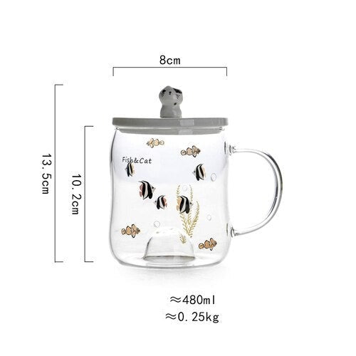 BowLift | Cartoon Cat Transparent Floating Mug