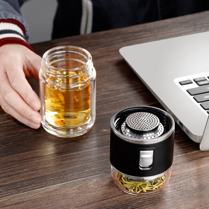 BowLift | Double Glass Tea Infuser Thermos Bottle