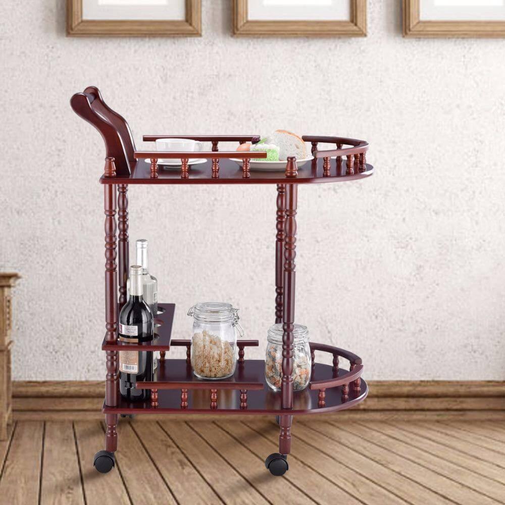 BowLift | Wooden Kitchen Serving Bar Cart with  2 Tier
