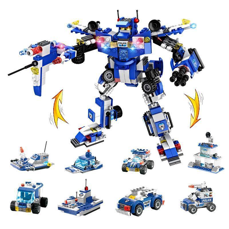 BowLift | 8 IN 1 Robot Aircraft Car City Police SWAT Building Block