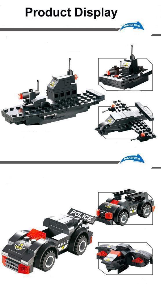 BowLift | 8 IN 1 Robot Aircraft Car City Police SWAT Building Block