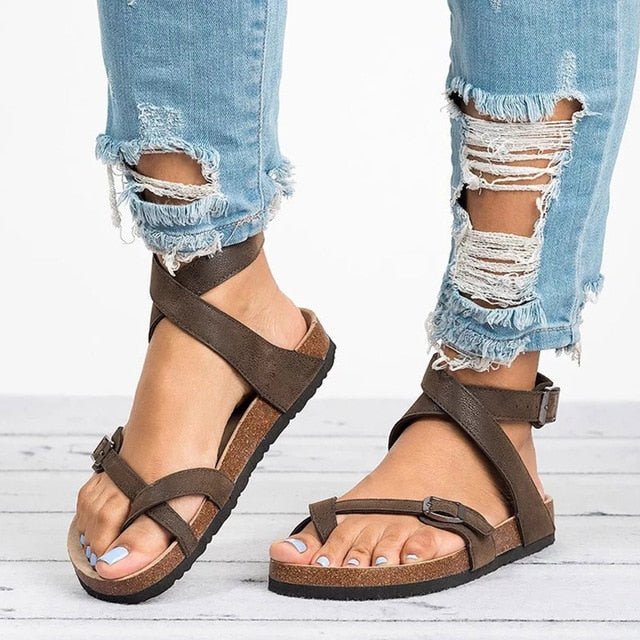 BowLift | Flat leather sandals