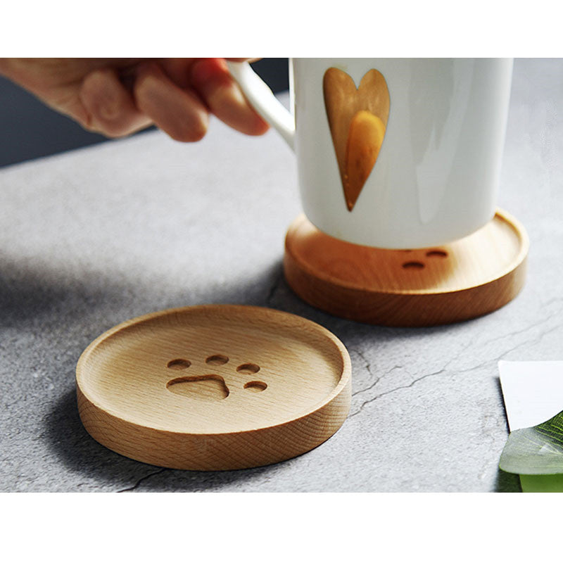 BowLift | Cute Cat Paw Wooden Coaster