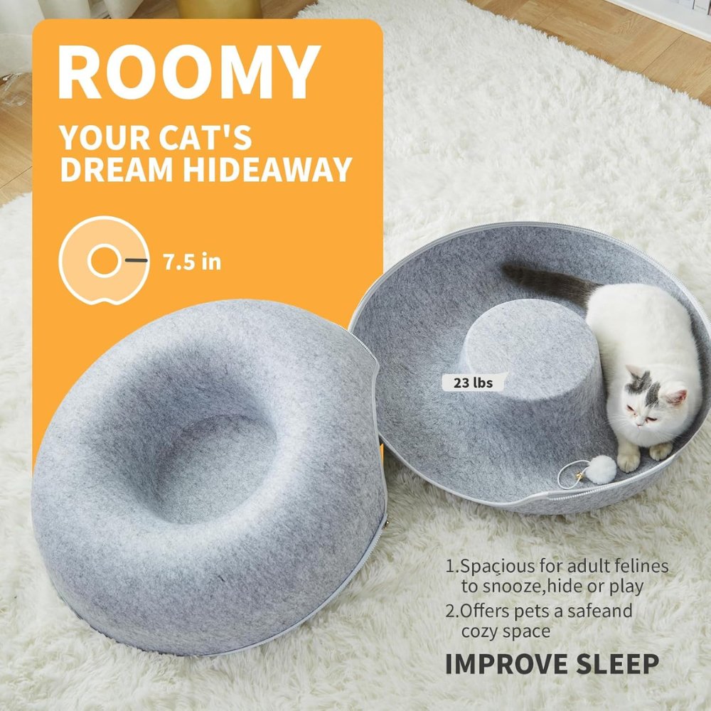 PurrTunnel • Cozy 2 - in - 1 Cat Tunnel Bed - Cat Tunnel Bed - BowLift