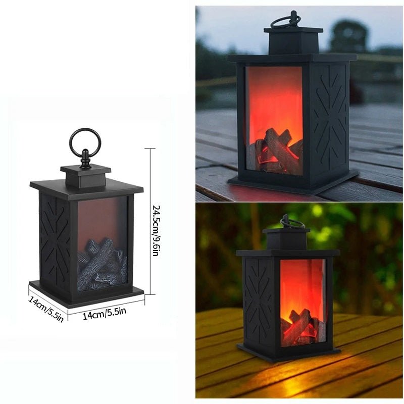 BowLift | Retro Fireplace Lantern – Flickering Flame Night Light for Christmas Charm, USB/Battery-Powered Holiday Décor