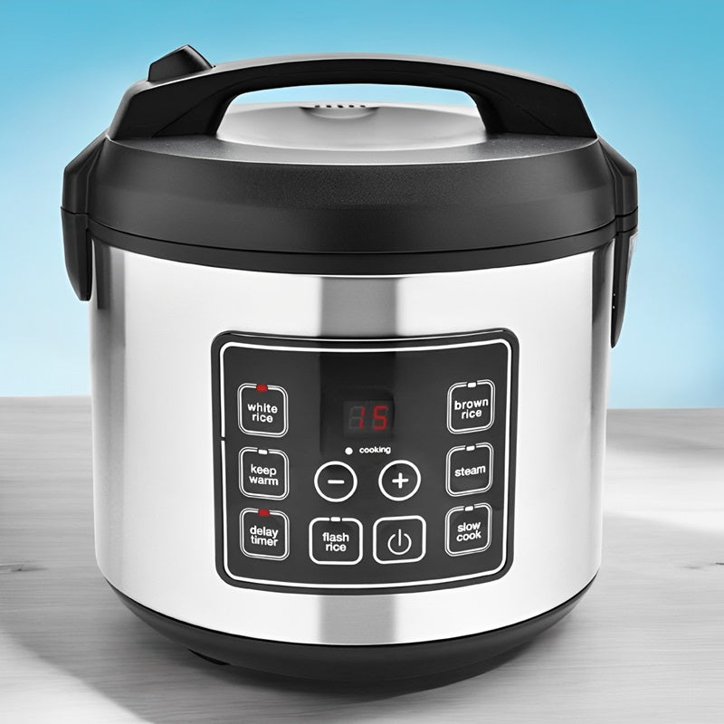 BowLift | 20-Cup Multifunctional Digital Rice Cooker – Stainless Steel with Sensor Logic Technology