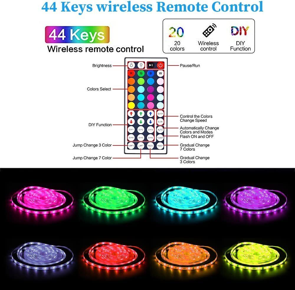 BowLift | LED Light Strip, 30 m, 15 m, Music Synchronization, Bluetooth, 5050, RGB Ambient Light with Remote Control