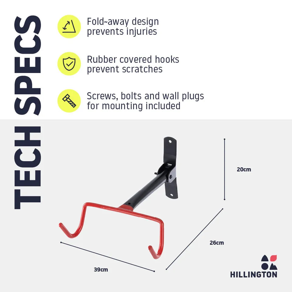 BowLift | Folding Bike Wall Hook – Space-Saving Bike Hook with Protective Hooks