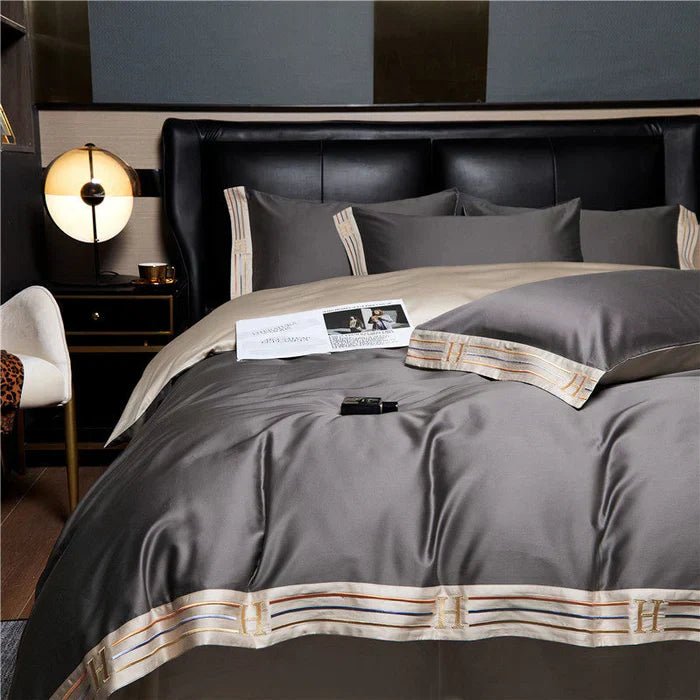 BowLift | Satin Cotton Embroidered Bedding Set - Luxora