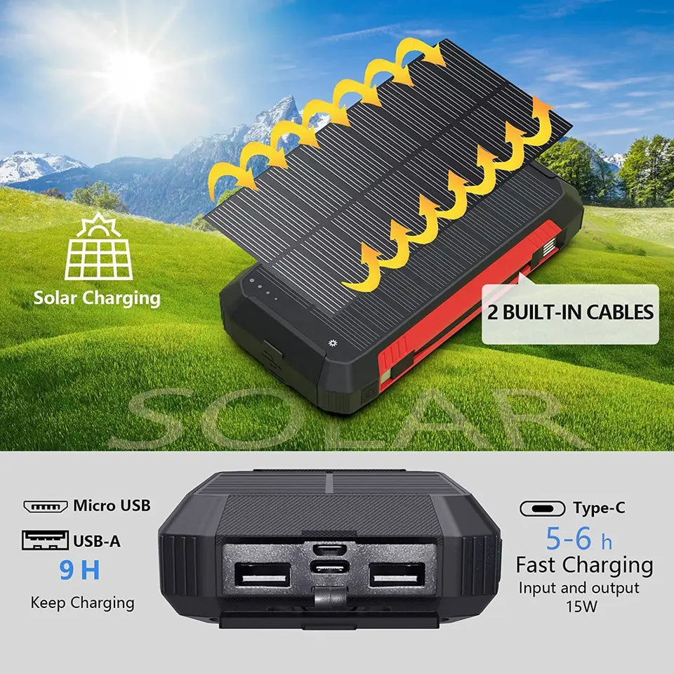 BowLift | 30000mAh Solar Charger Wireless Waterproof Power Bank External