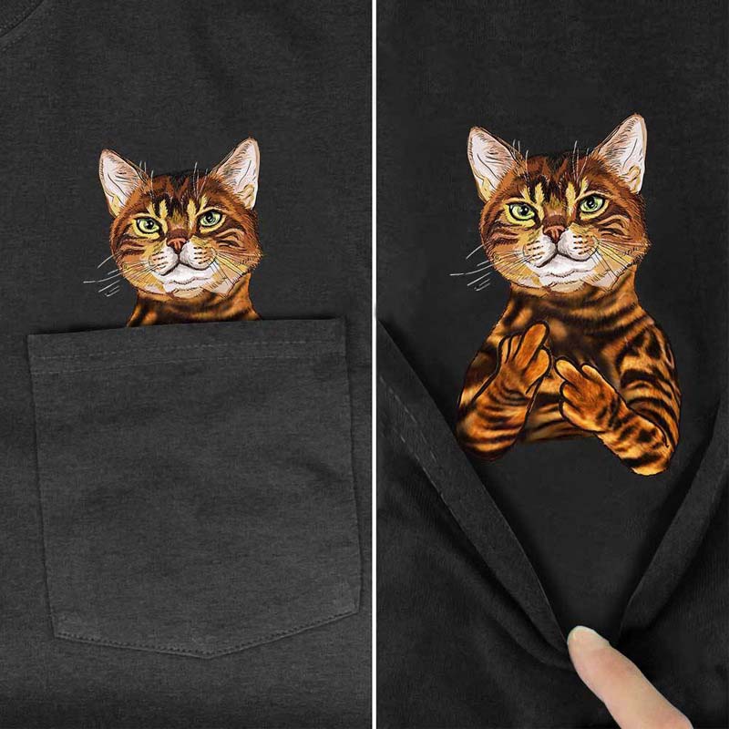 BowLift | Pockets Middle Finger Cat T-Shirt