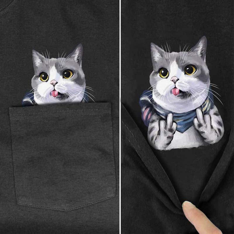 BowLift | Pockets Middle Finger Cat T-Shirt