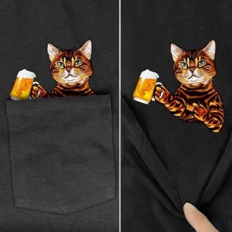 BowLift | Pockets Middle Finger Cat T-Shirt