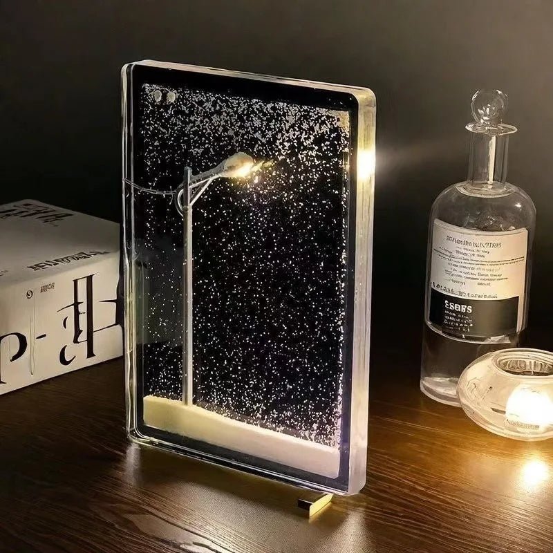 BowLift | Snowy Scene Night Lights – DIY Christmas Street Lamp with Flowing Snow Effect for Magical Holiday Desktop Décor