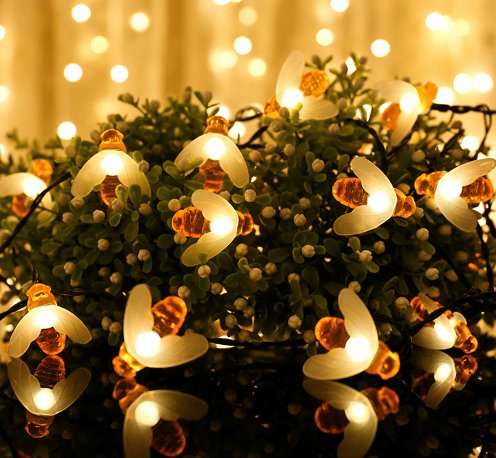 BowLift | Solar Honey Bee String Lights - Waterproof Lights for Garden, Christmas, Wedding, Party Outdoor Lighting