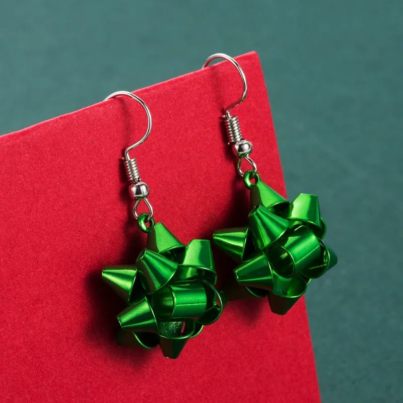 BowLift | Sparkling Christmas Gift Bow Star Earrings – Trendy Christmas Earhooks for a Festive Fashion Statement & Perfect Holiday Gift