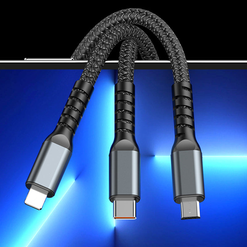 BowLift | Transparent glowing 3-in-1 super fast charging cable