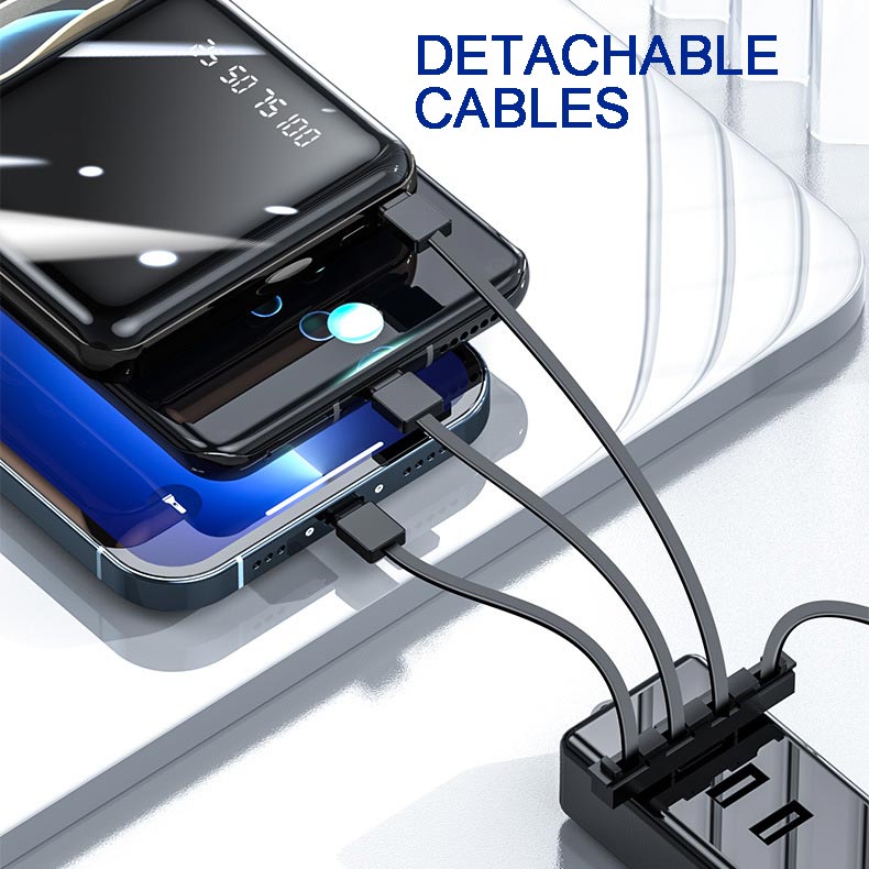 BowLift | Fast Charge 20000mAh Mini Powerbank with Integrated Cables