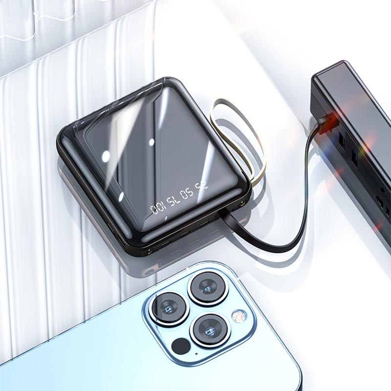 BowLift | Fast Charge 20000mAh Mini Powerbank with Integrated Cables