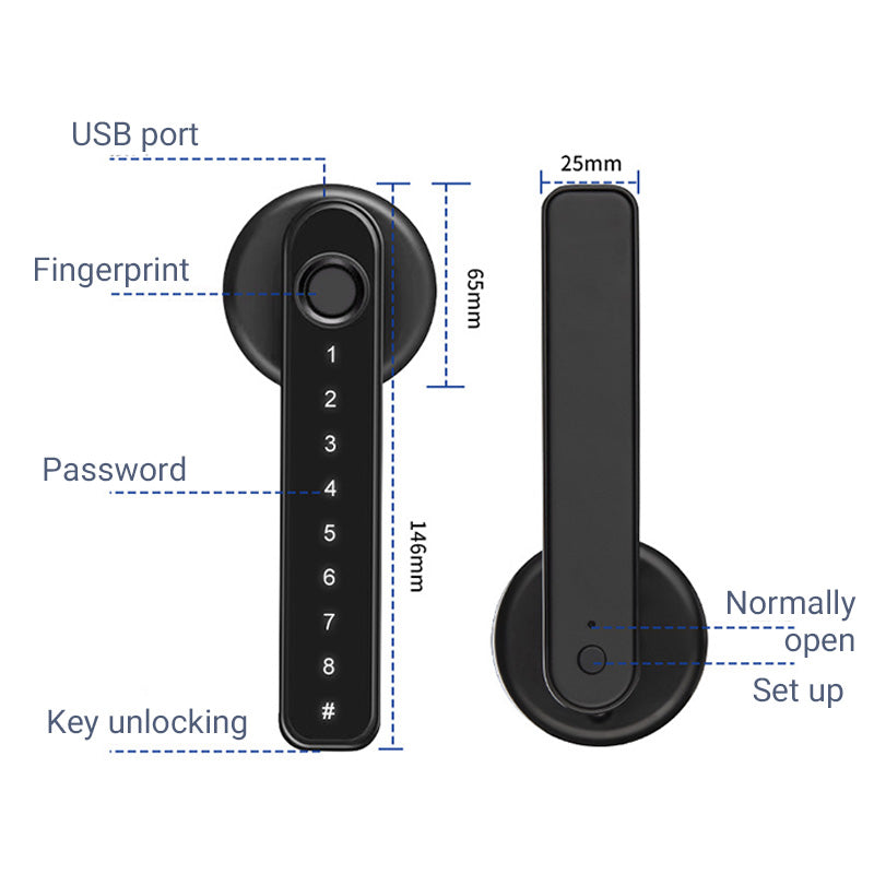 BowLift | Fingerprint Smart door lock handle with Bluetooth APP control