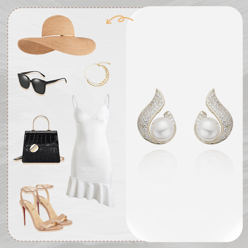 BowLift | Elegant earrings with pearl imitation and rhinestone