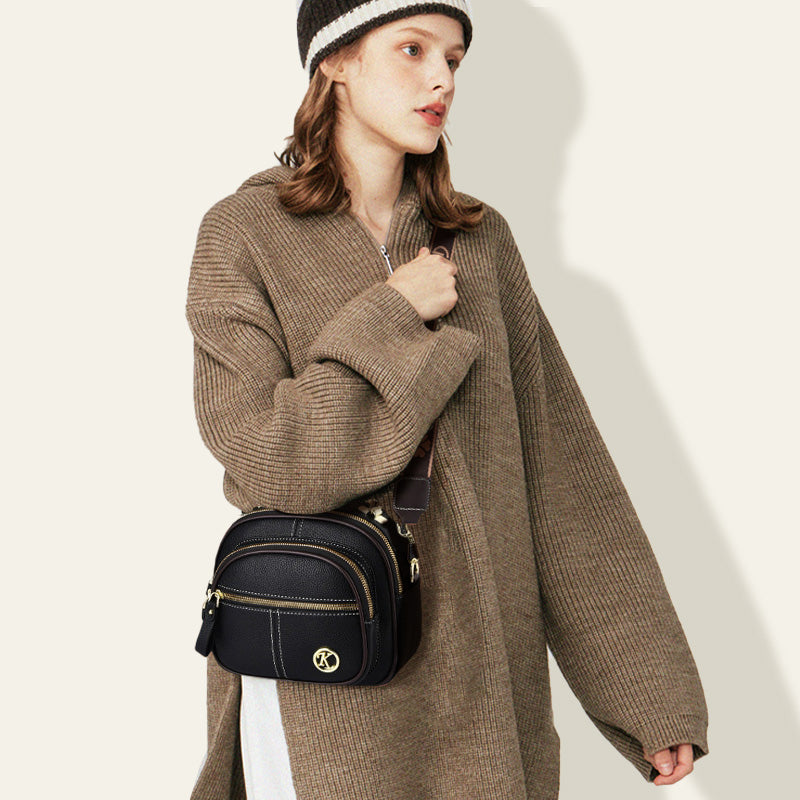 BowLift | Classic multi-room adjustable wide strap PU leather crossbody bag