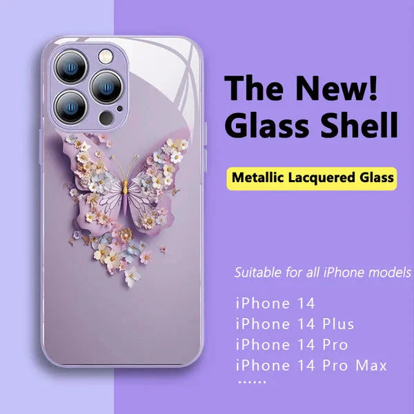 BowLift | Flat 3D glass case with butterfly pattern for iPhone
