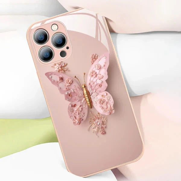 BowLift | Flat 3D glass case with butterfly pattern for iPhone