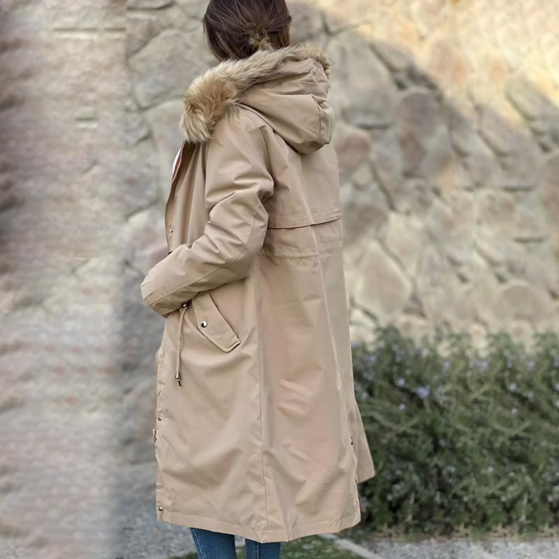 BowLift | Winter coat with hood and fur collar, casual parka for women