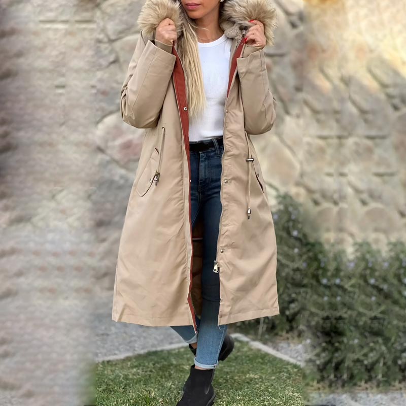 BowLift | Winter coat with hood and fur collar, casual parka for women
