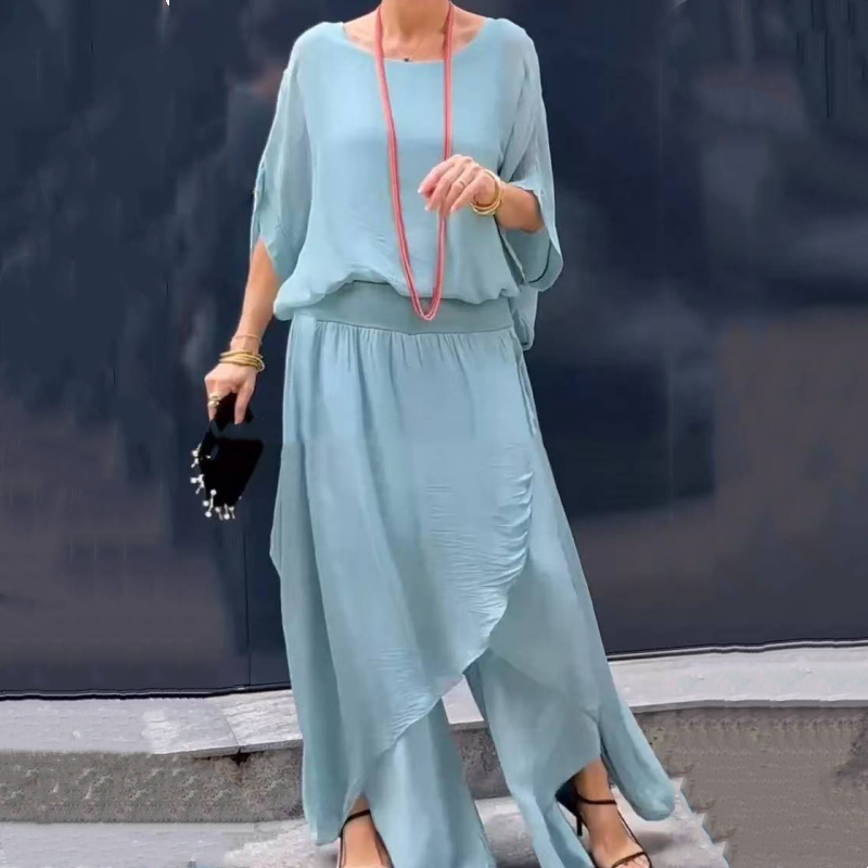BowLift | 2-piece chiffon set with loose top and pants with wide split