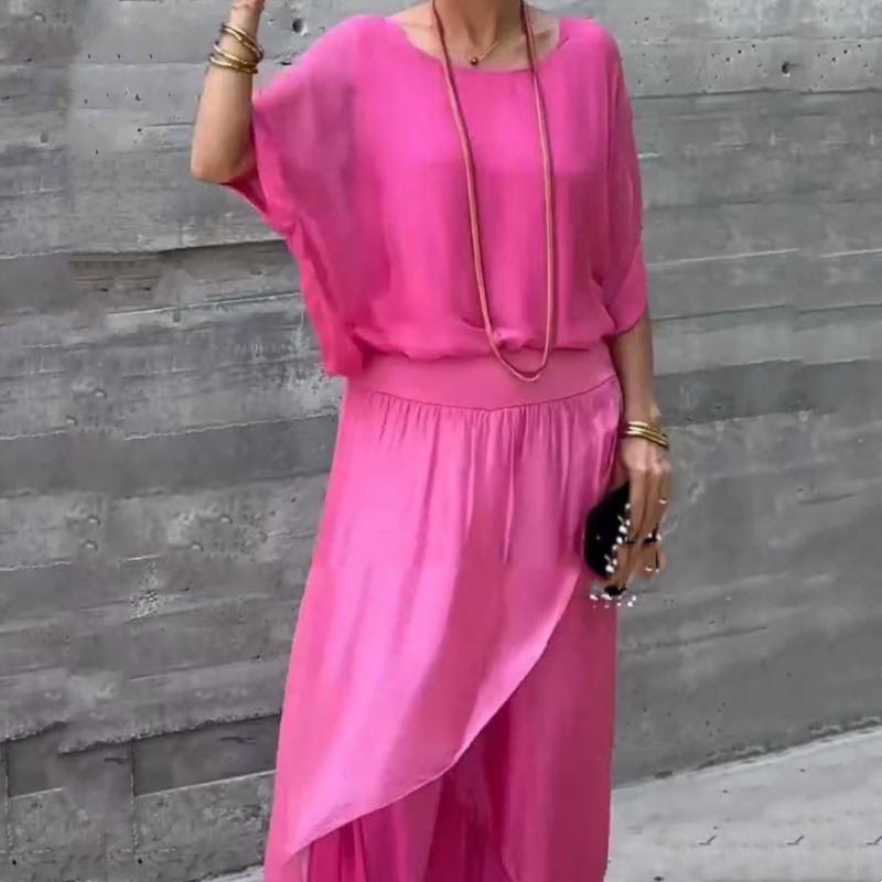 BowLift | 2-piece chiffon set with loose top and pants with wide split