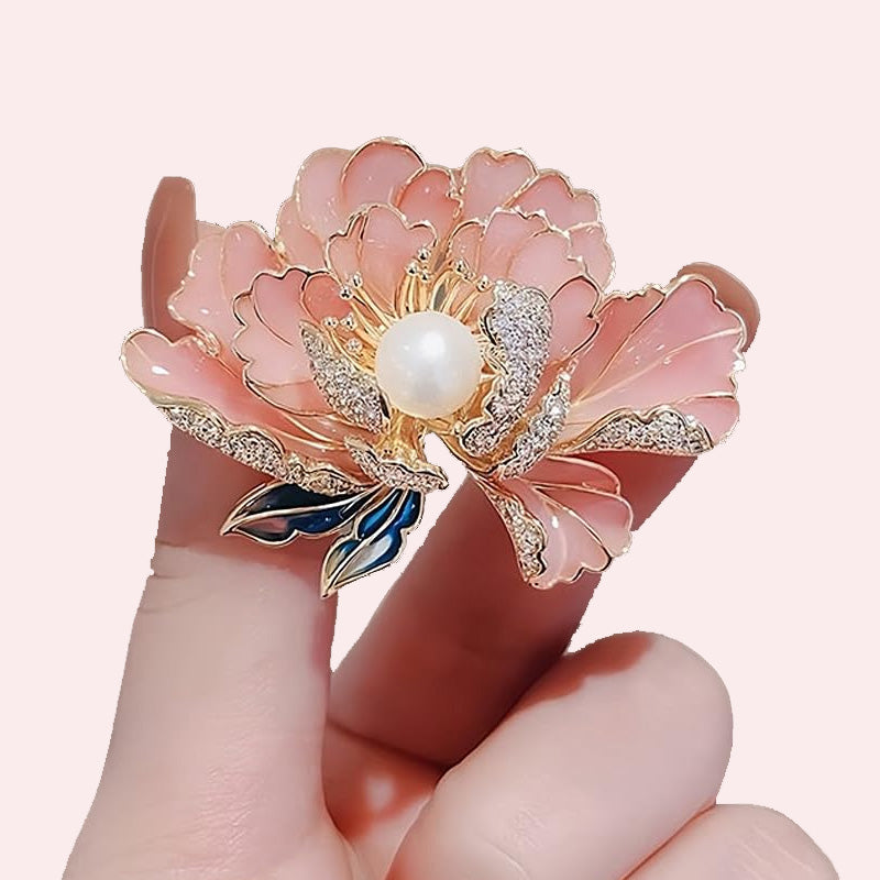 BowLift | Elegant enameled peony brooch for women