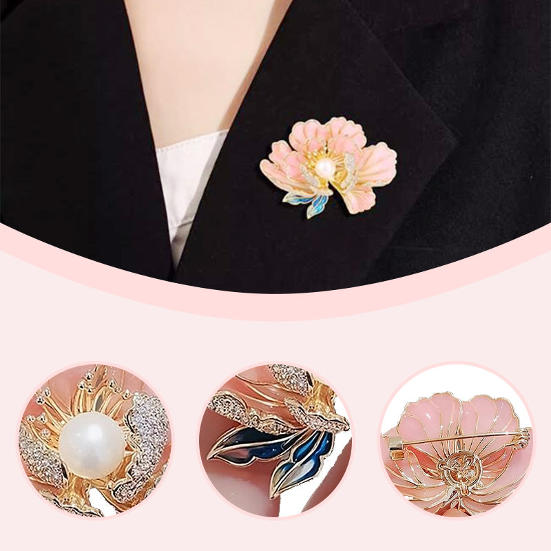 BowLift | Elegant enameled peony brooch for women