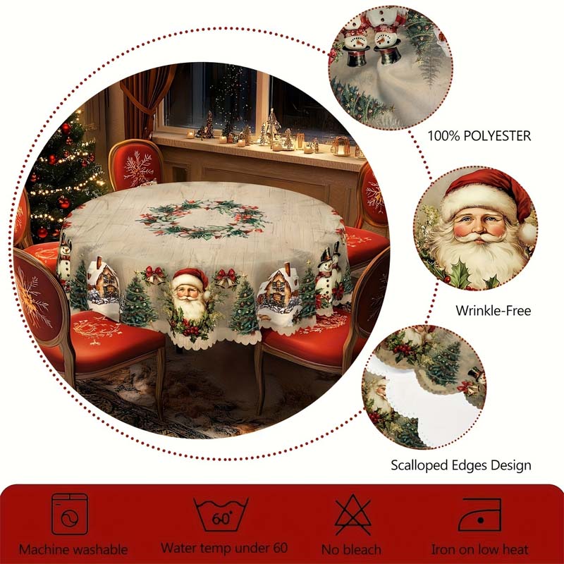 BowLift | Christmas Table Runner with Reindeer and Snowmen – Durable Polyester Tablecloths Model PineGlow